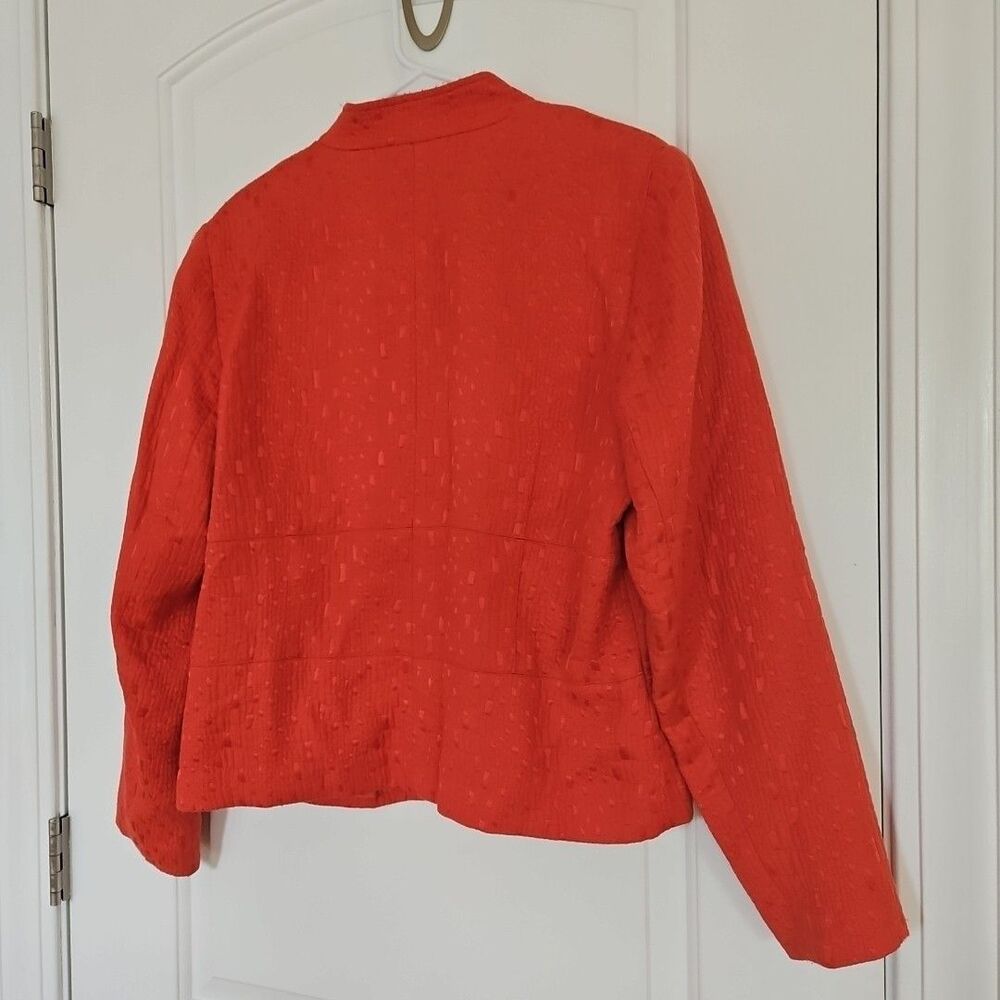 Coldwater Creek Zip Front Jacket Blazer Embroidered Orange Size Med. Bright Fun - Picture 9 of 12